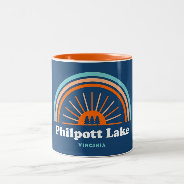 Philpott Lake Virginia Rainbow Two-Tone Coffee Mug (Center)