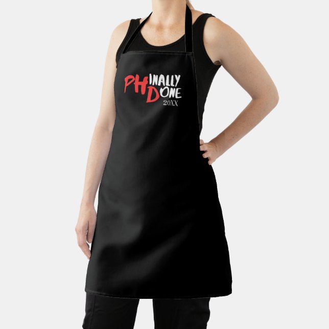 Phinally done - Black PHD Graduation Quote Design Apron (Insitu)