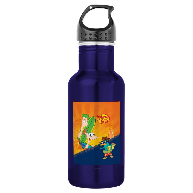 Phineas, Ferb and Agent P Surf 532 Ml Water Bottle (Front)