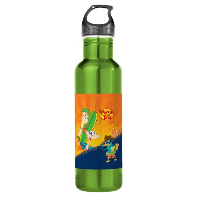 Phineas, Ferb and Agent P Surf 710 Ml Water Bottle (Front)