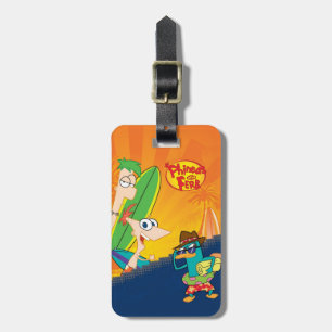 Phineas, Ferb and Agent P Surf Luggage Tag