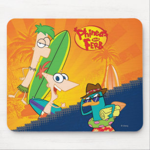 Phineas, Ferb and Agent P Surf Mouse Pad
