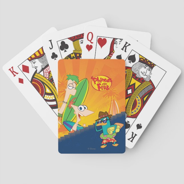 Phineas, Ferb and Agent P Surf Playing Cards (Back)