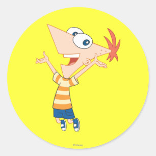Phineas Jumping Classic Round Sticker