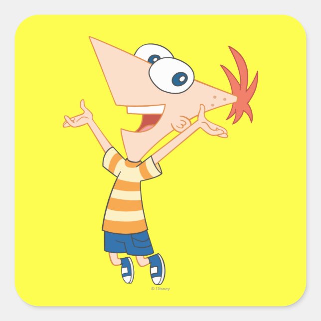 Phineas Jumping Square Sticker (Front)