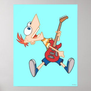 Phineas Rocking Out with Guitar Poster