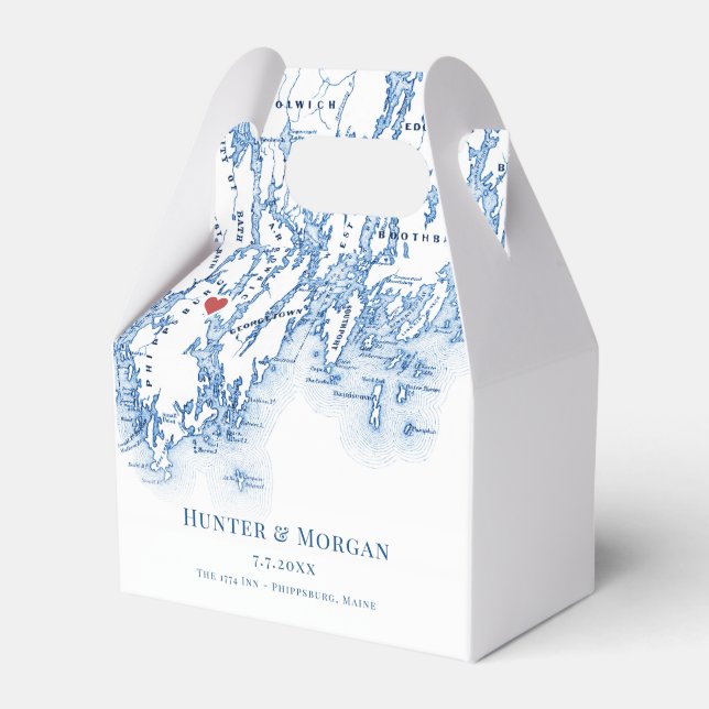 Phippsburg Maine Destination Wedding Map Elegant Favor Box (Front Side)