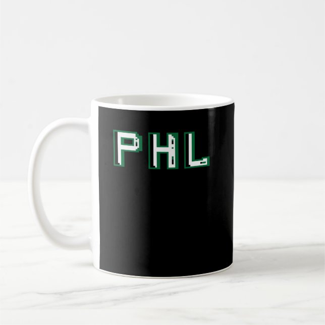 PHL Philadelphia Abbreviation Letters Pixel Block  Coffee Mug (Left)