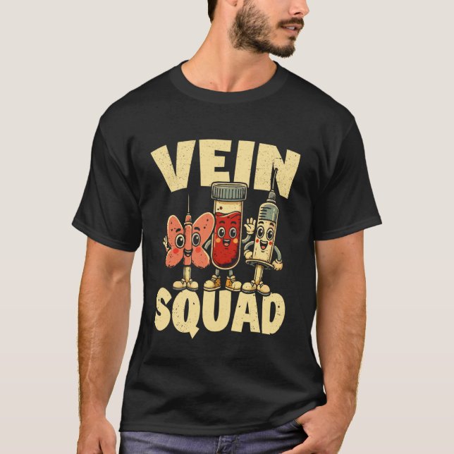 Phleb Funny Phlebotomist Vein Squad T-Shirt (Front)