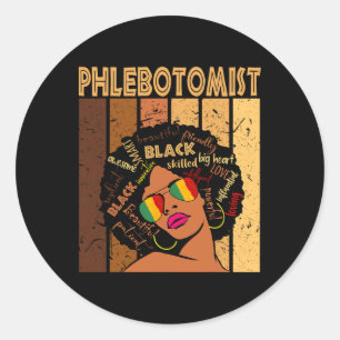 Phlebotomist Afro African American Women Black His Classic Round Sticker