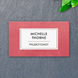 Phlebotomist Blood Lab Tech Nurse Red Watercolor Business Card