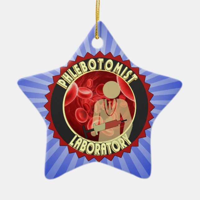 PHLEBOTOMIST BLOOD LOGO CERAMIC ORNAMENT (Front)