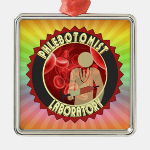 PHLEBOTOMIST BLOOD LOGO METAL ORNAMENT