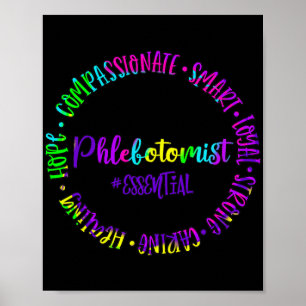 Phlebotomist Caring Strong Essential Smart Royal Poster