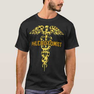Phlebotomist Cheetah Leopard Print Caduceus T-Shirt