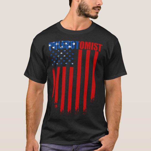Phlebotomist Flag Needles Phlebotomy Technician T-Shirt (Front)