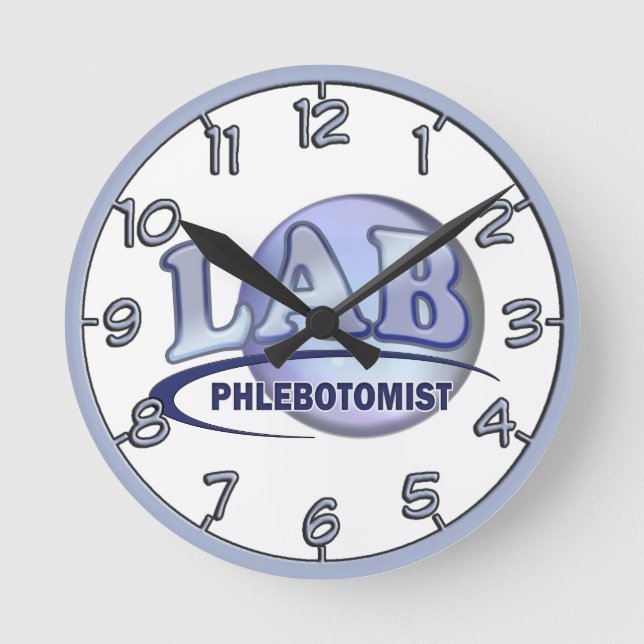 PHLEBOTOMIST Fun Blue LOGO Round Clock (Front)