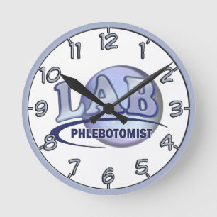 PHLEBOTOMIST Fun Blue LOGO Round Clock