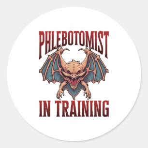 Phlebotomist in Training Funny Student Bat Classic Round Sticker
