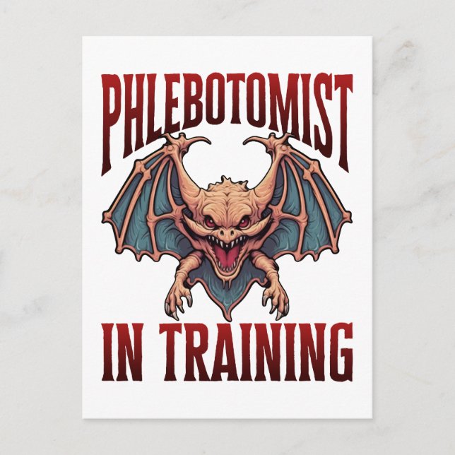 Phlebotomist in Training Funny Student Bat Postcard (Front)