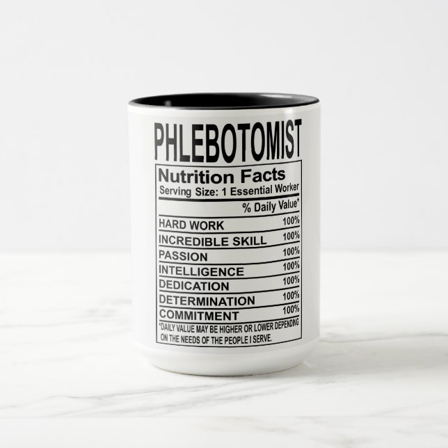 Phlebotomist Nutrition Facts Mug (Center)