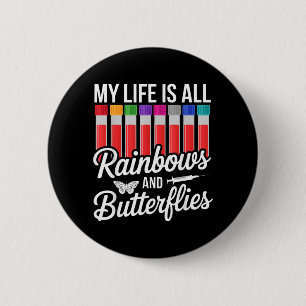 Phlebotomist Rainbow Butterflies Blood Draw Tech 2 Inch Round Button