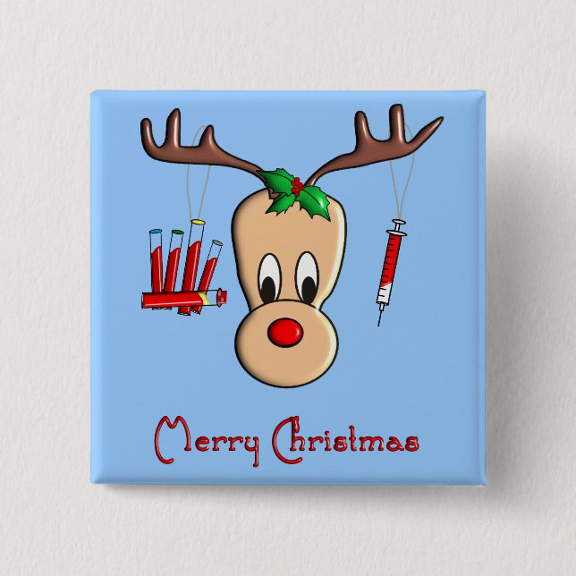 Phlebotomist Reindeer Christmas Gifts 2 Inch Square Button (Front)