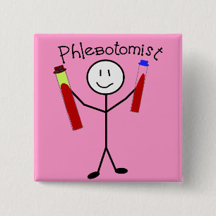 Phlebotomist Stick Person 2 Inch Square Button