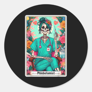Phlebotomist Tarot Card Skeleton Phlebotomy Tech P Classic Round Sticker