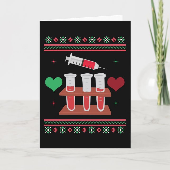 Phlebotomist Ugly Christmas Sweater Xmas Card (Front)