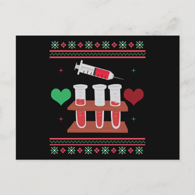 Phlebotomist Ugly Christmas Sweater Xmas Postcard (Front)