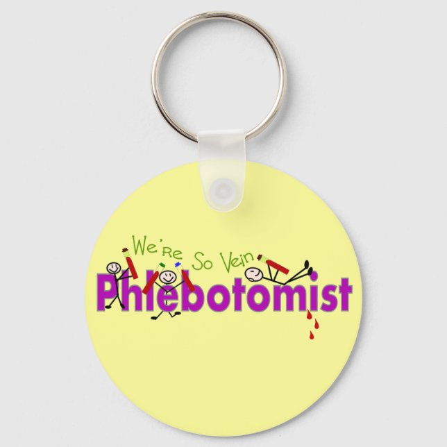 Phlebotomist "We're So Vein" Stick People Keychain (Front)