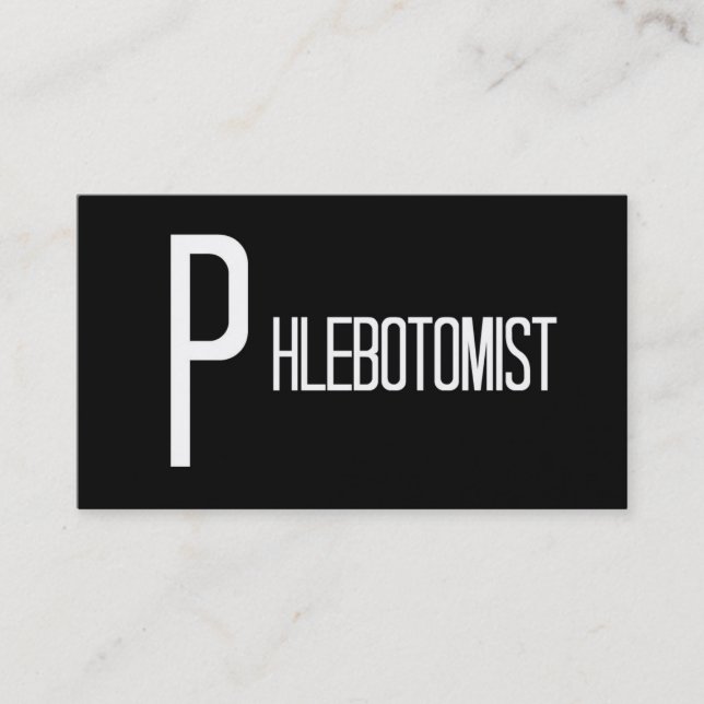 Phlebotomiste Carte de visite noir et blanc (Devant)