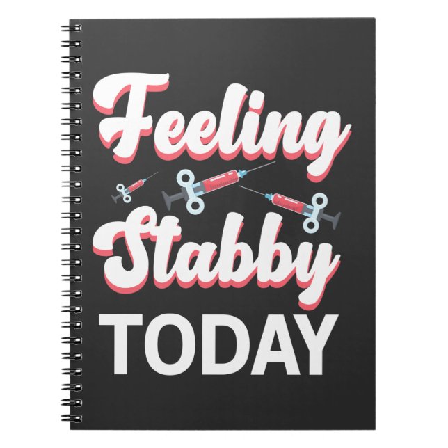 Phlebotomy Humour Syringe Draw Blood Venipuncture Notebook (Front)