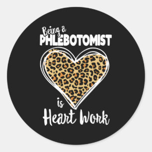 Phlebotomy Leopard Plaid For Phlebotomist Classic Round Sticker