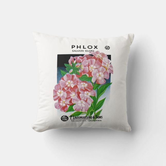 Phlox salmon glory throw pillow (Front)