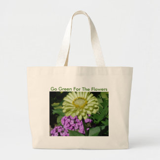 Phlox&Zinnia, Go Green For The Flowers Large Tote Bag