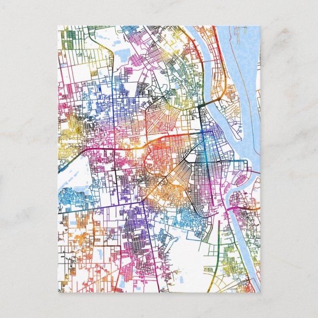 Phnom Penh Cambodia City Map Postcard (Front)