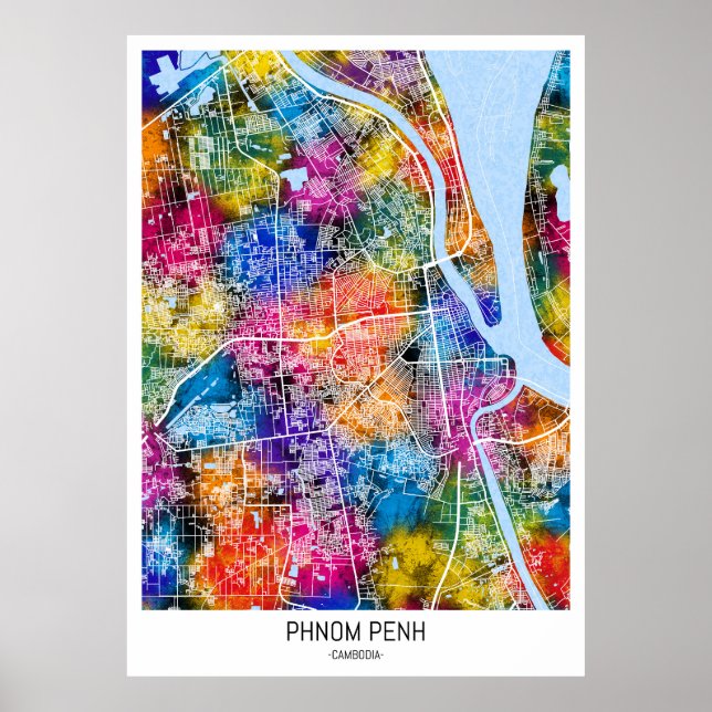 Phnom Penh Cambodia City Map Poster (Front)