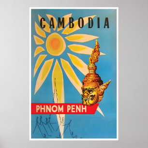 Phnom Penh Cambodia Travel Poster Asian Print Home