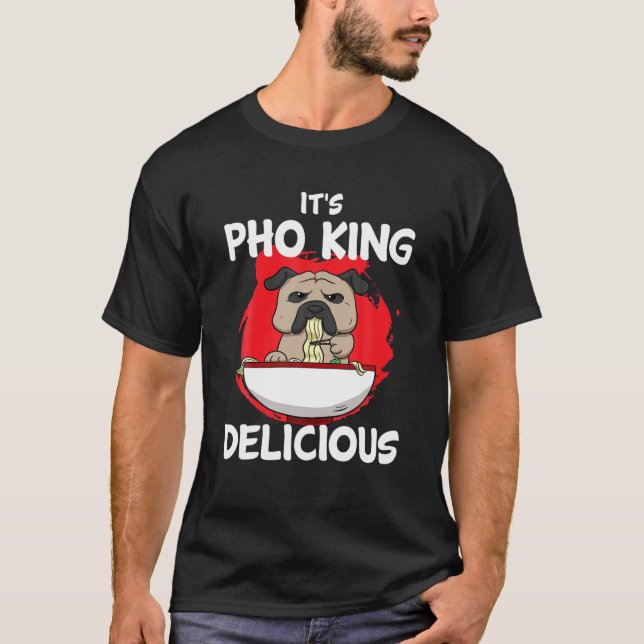 Pho Asian Soup Vietnam Noodle Soup Dog Pitbull Gri T-Shirt (Front)