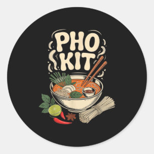 Pho Kit Vietnamese Noodle Soup Bowl Herbs Lime Chi Classic Round Sticker