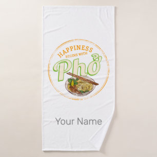 Pho Soup Retro Street Food Vintage Gourmet Vietnam Bath Towel