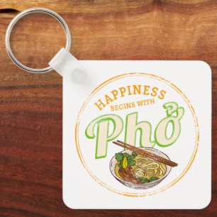 Pho Soup Retro Street Food Vintage Gourmet Vietnam Keychain