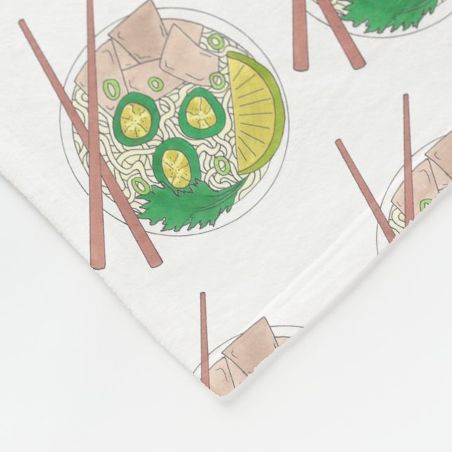 PHO Vietnamese Food Chicken Noodle Soup Chopsticks Fleece Blanket (Corner)