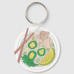PHO Vietnamese Food Chicken Noodle Soup Chopsticks Keychain