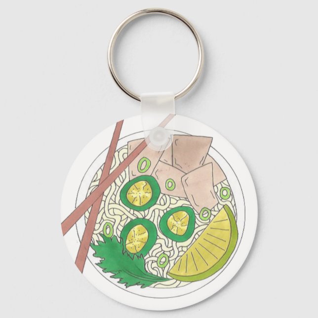 PHO Vietnamese Food Chicken Noodle Soup Chopsticks Keychain (Front)