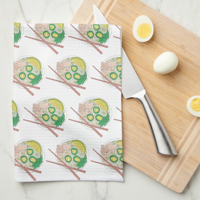 PHO Vietnamese Food Chicken Noodle Soup Chopsticks Kitchen Towel (Quarter Fold)