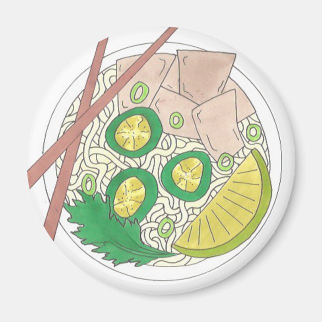 PHO Vietnamese Food Chicken Noodle Soup Chopsticks Magnet (Front)