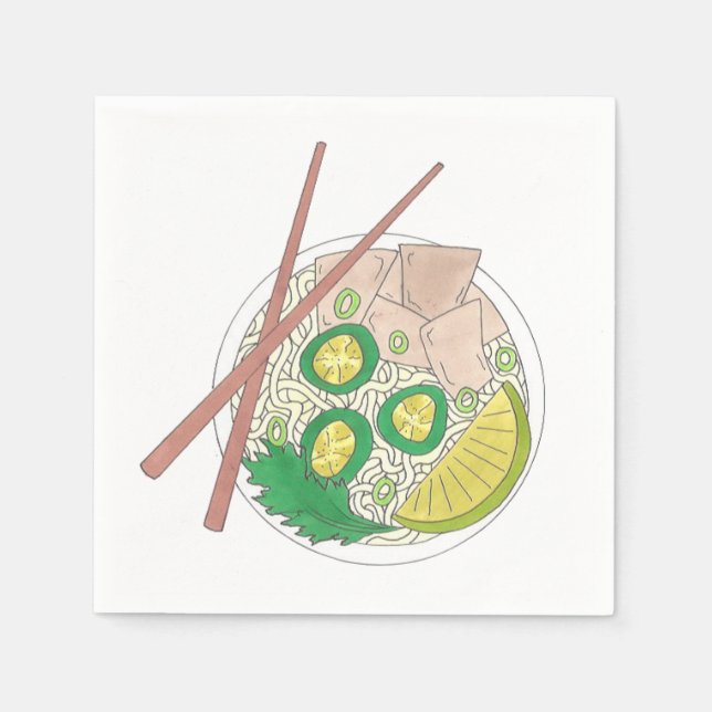 PHO Vietnamese Food Chicken Noodle Soup Chopsticks Napkin (Front)